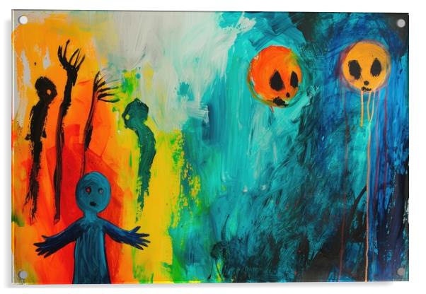 A childs painting of its scaring dreams. Acrylic by Michael Piepgras