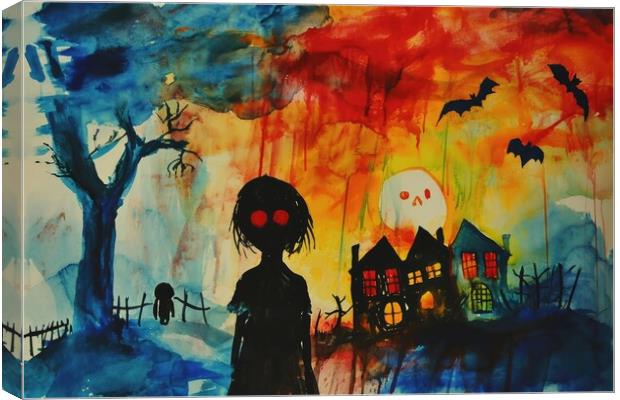 A childs painting of its scaring dreams. Canvas Print by Michael Piepgras