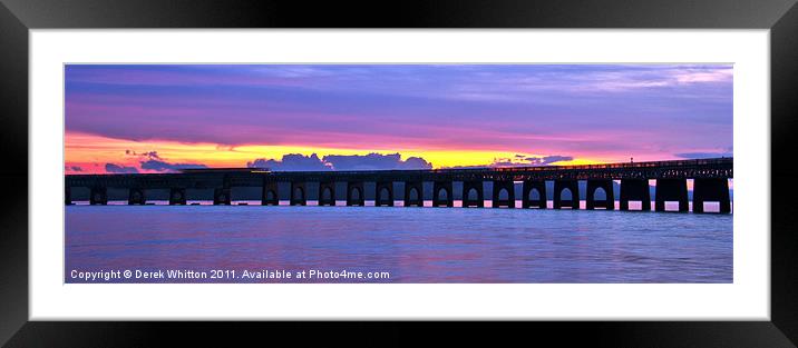 Tay Rail Bridge Sunset Panoramic Framed Mounted Print by Derek Whitton