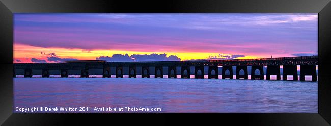 Tay Rail Bridge Sunset Panoramic Framed Print by Derek Whitton
