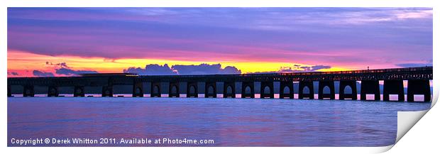 Tay Rail Bridge Sunset Panoramic Print by Derek Whitton