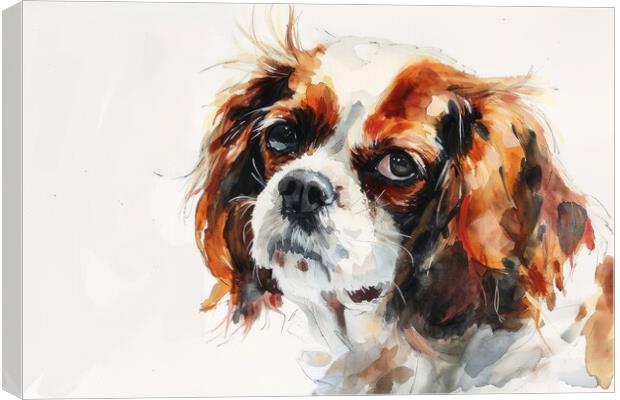 Watercolor of a cute dog on white. Canvas Print by Michael Piepgras