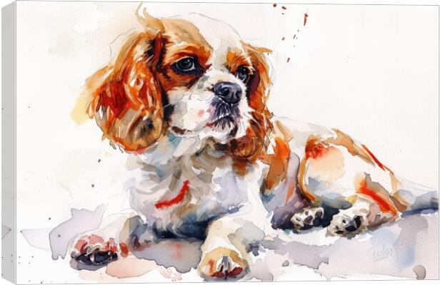 Watercolor of a cute dog on white. Canvas Print by Michael Piepgras