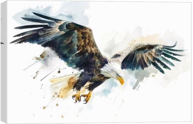 Watercolor of a sea eagle on white. Canvas Print by Michael Piepgras