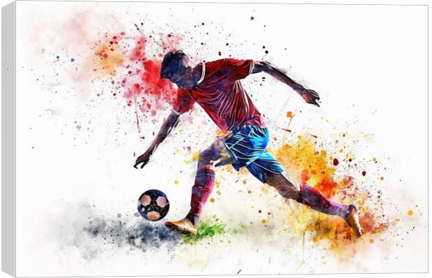 Watercolor of a soccer player on white. Canvas Print by Michael Piepgras