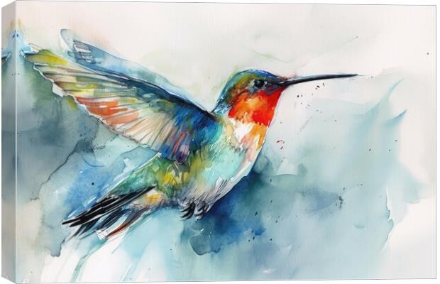 Watercolor painting of a hummingbird. Canvas Print by Michael Piepgras