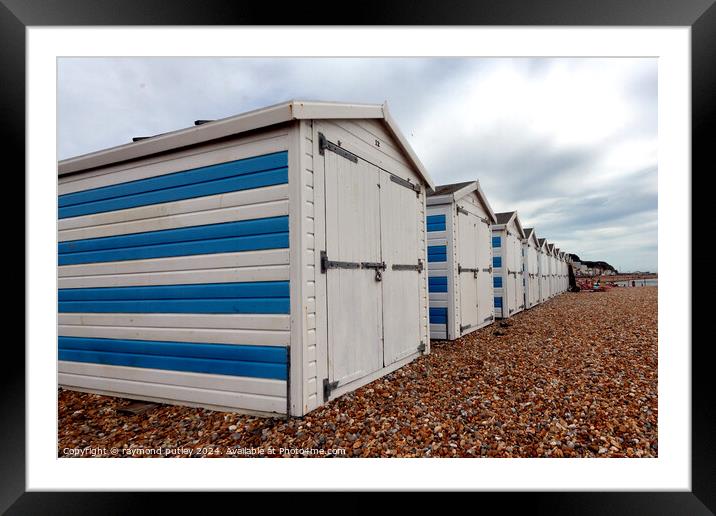 Hastings Seafront - Beach Huts Framed Mounted Print by Ray Putley