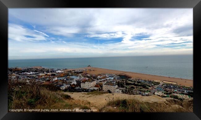 Hastings Seafront - Cliff View Framed Print by Ray Putley