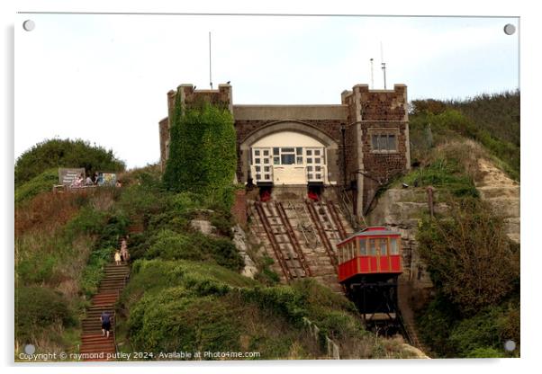 Hastings Seafront - Cliff Railway Acrylic by Ray Putley