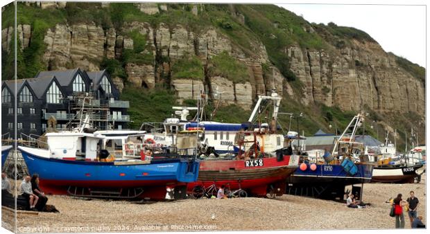 Hastings Seafront - Fishing Boats Canvas Print by Ray Putley