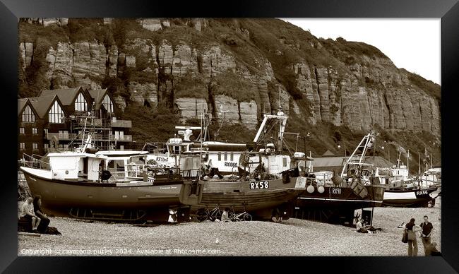 Hastings Seafront - Fishing Boats Framed Print by Ray Putley