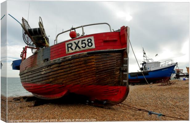 Hastings Seafront - Fishing Boat Canvas Print by Ray Putley