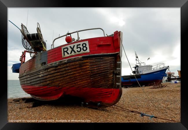 Hastings Seafront - Fishing Boat Framed Print by Ray Putley