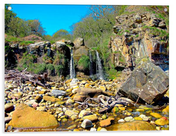 Hayburn Wyke waterfall, Scarborough Yorkshire. Acrylic by john hill