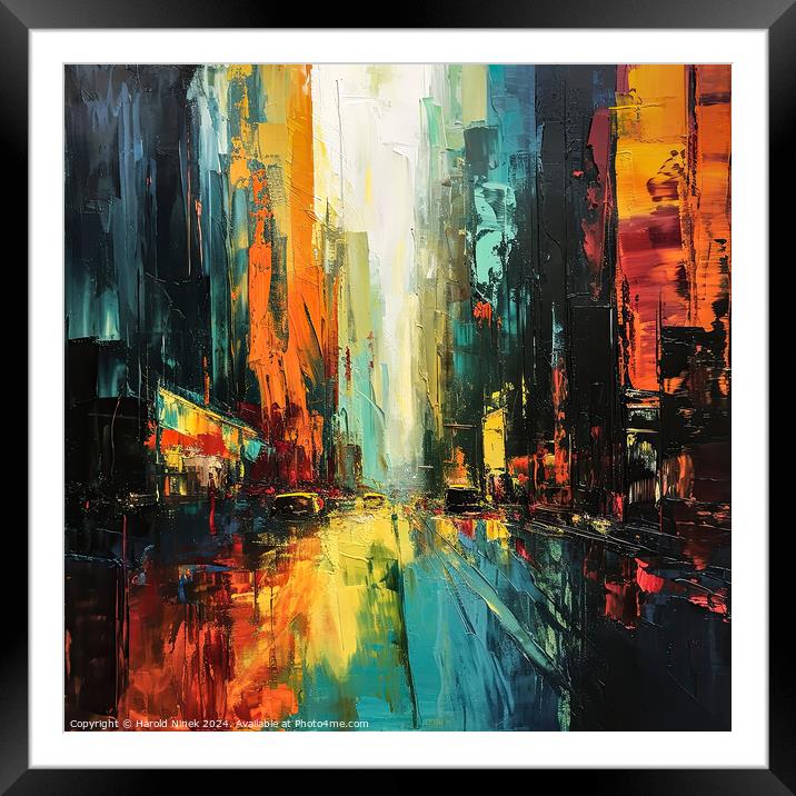 City Streets Framed Mounted Print by Harold Ninek