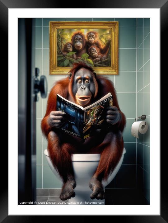 Orangutan on the Toilet Framed Mounted Print by Craig Doogan