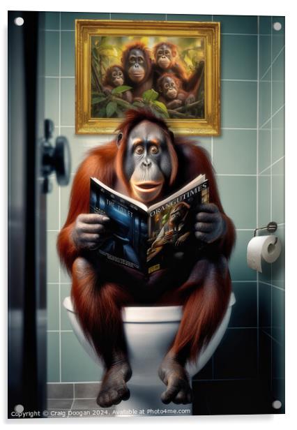 Orangutan on the Toilet Acrylic by Craig Doogan