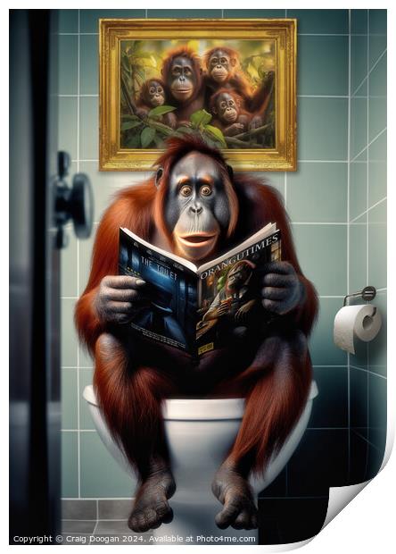 Orangutan on the Toilet Print by Craig Doogan