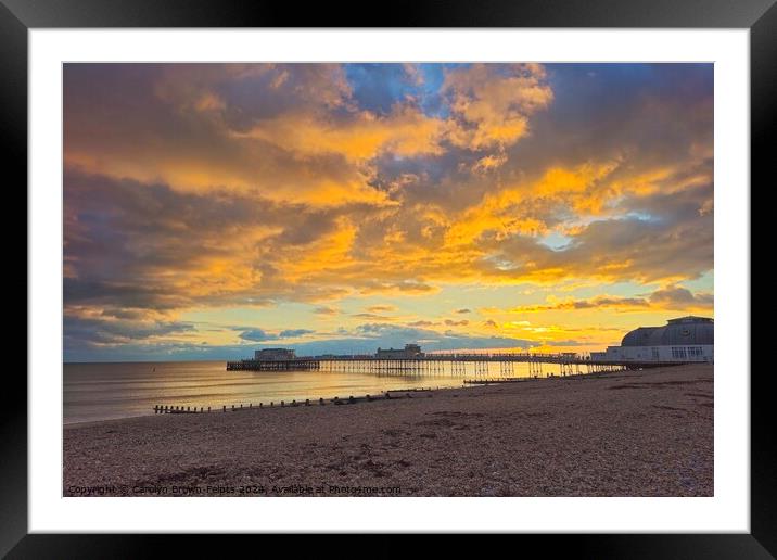 Sunset at Worthing Pier Framed Mounted Print by Carolyn Brown-Felpts