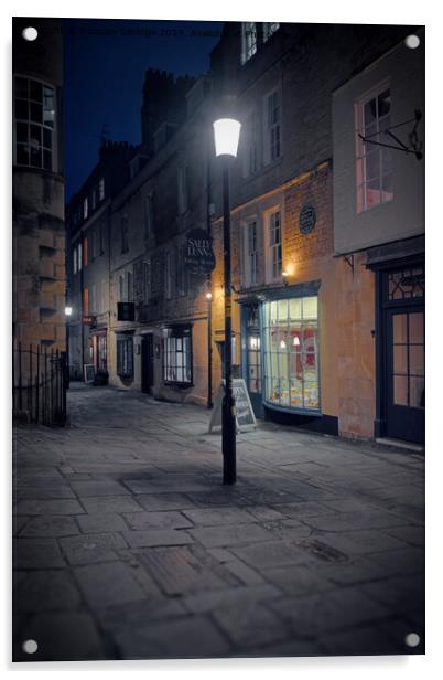 North Parade Passage in Bath at night Acrylic by Duncan Savidge