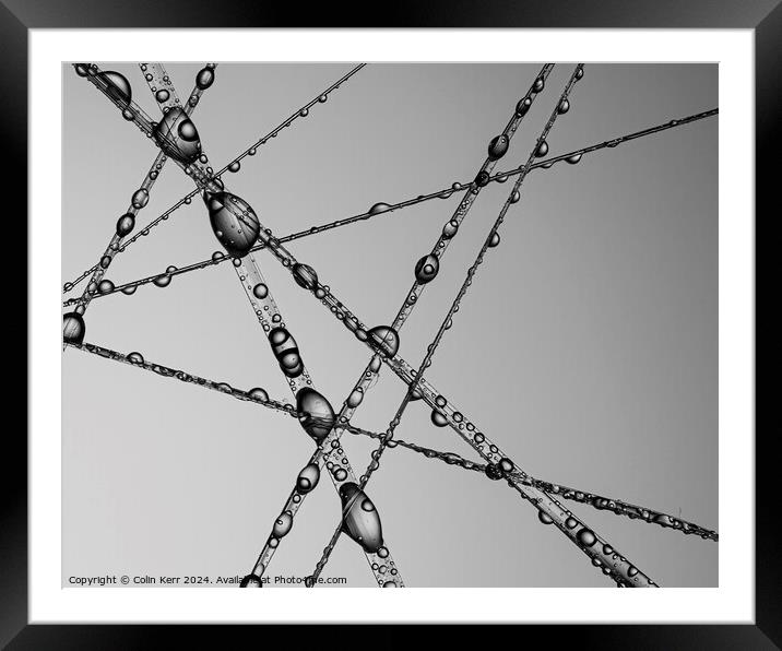 Macro water threads Framed Mounted Print by Colin Kerr