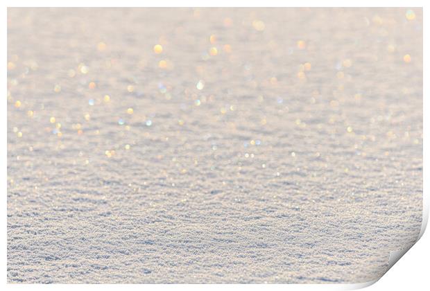 Thin layer of shiny snow on the ice. Print by Christian Decout