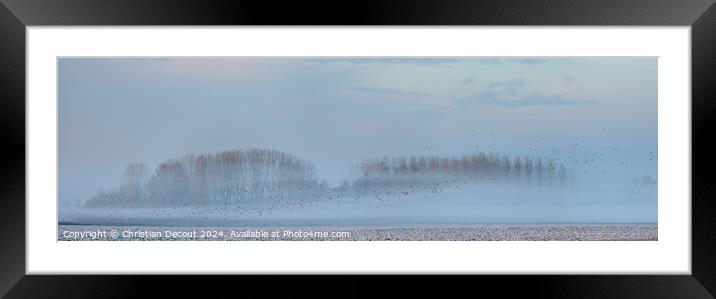 Morning mists in the plain in winters. Framed Mounted Print by Christian Decout