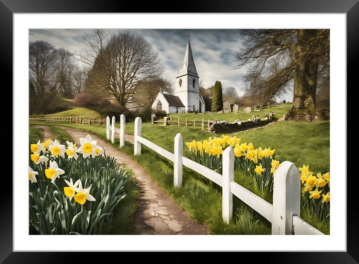 Daffodil Walk Framed Mounted Print by Picture Wizard