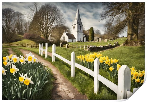 Daffodil Walk Print by Picture Wizard