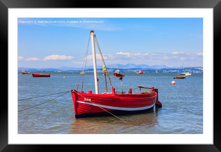 Boats in Morecambe Bay Lancashire Framed Mounted Print by Pearl Bucknall
