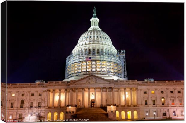 US Capitol Noth rSide Construction Night Stars Washington DC Canvas Print by William Perry