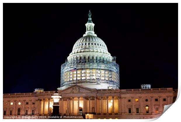 US Capitol North Side Construction Night Stars Washington DC Print by William Perry