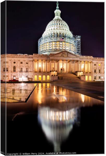 US Capitol North Side Construction Night Stars Washington DC Canvas Print by William Perry