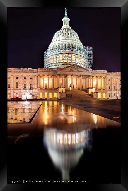 US Capitol North Side Construction Night Stars Washington DC Framed Print by William Perry