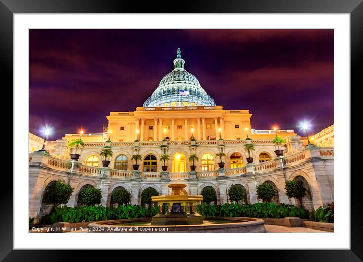US Capitol South Side Fountain Night Stars Washington DC Framed Mounted Print by William Perry