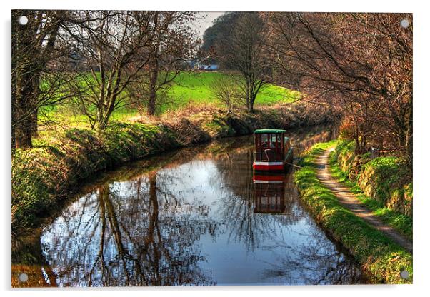 Narrowboat on the Union Canal Acrylic by Tom Gomez