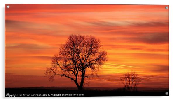 Cotswold Sunset  Acrylic by Simon Johnson