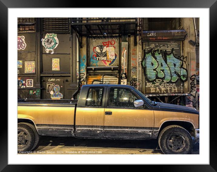 Pickup truck  graffiti  Framed Mounted Print by Martin fenton