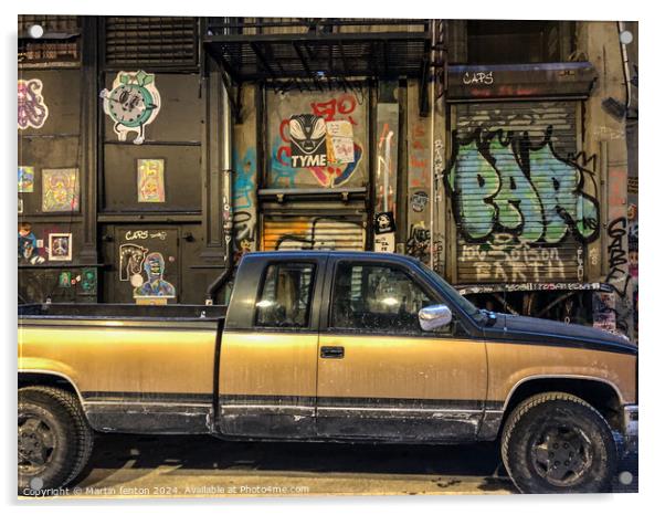 Pickup truck  graffiti  Acrylic by Martin fenton