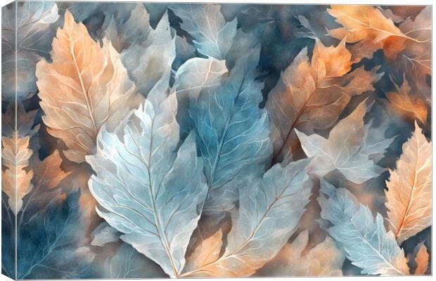Frosted Leaves Abstract Canvas Print by Anne Macdonald