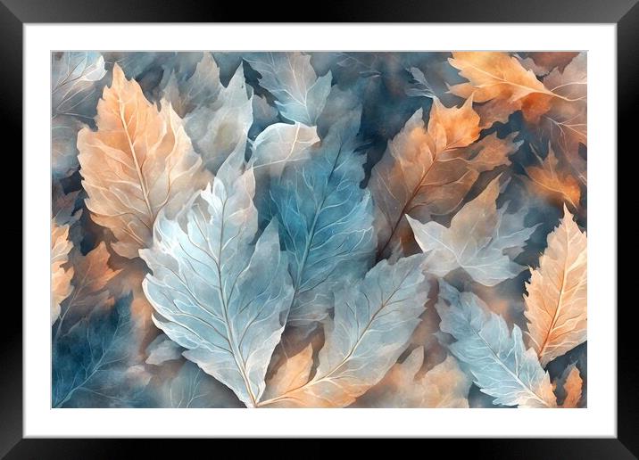 Frosted Leaves Abstract Framed Mounted Print by Anne Macdonald