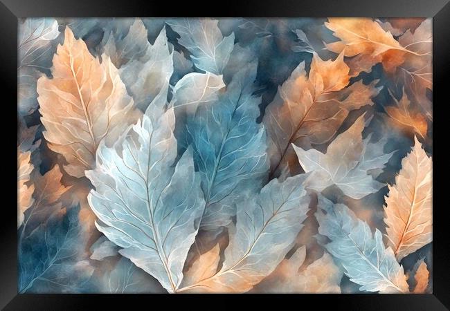 Frosted Leaves Abstract Framed Print by Anne Macdonald