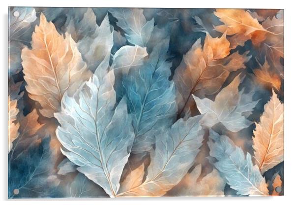 Frosted Leaves Abstract Acrylic by Anne Macdonald