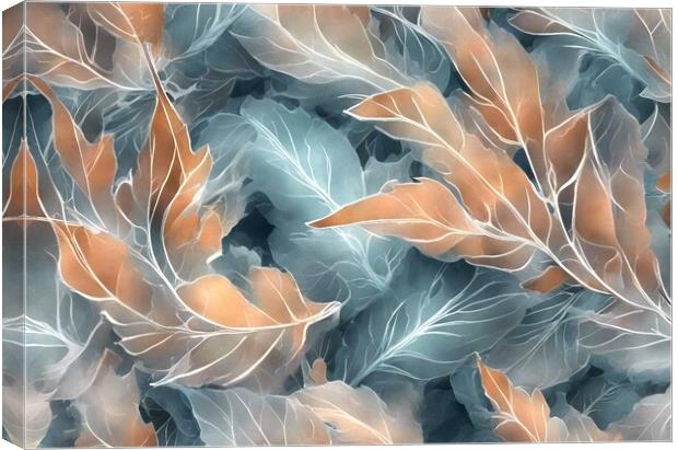 Frosted Leaves Abstract #2 Canvas Print by Anne Macdonald