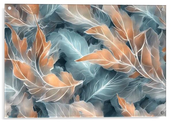 Frosted Leaves Abstract #2 Acrylic by Anne Macdonald
