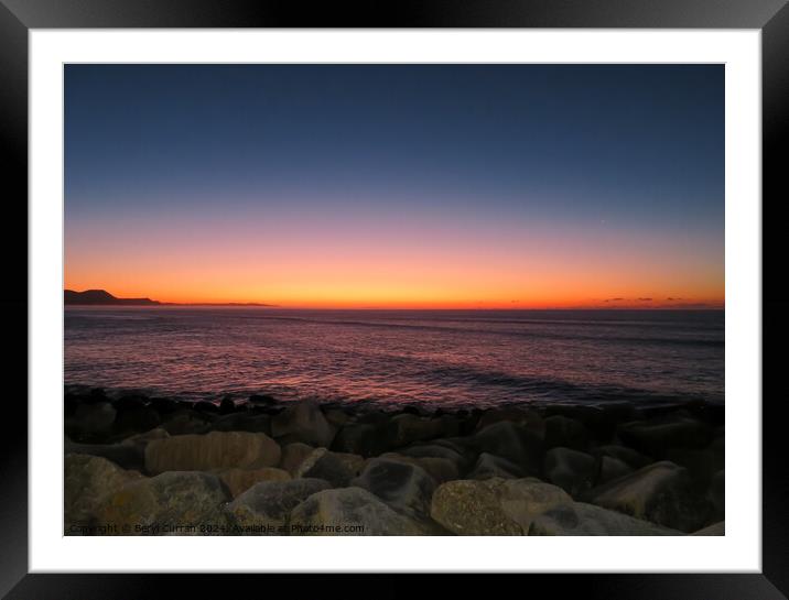 Sunrise over The Jurassic Coastline Lyme Regis   Framed Mounted Print by Beryl Curran