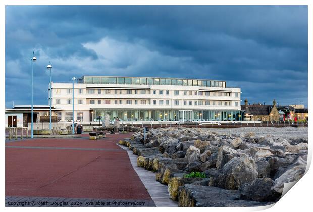 The Midland Hotel in Morecambe at dusk Print by Keith Douglas