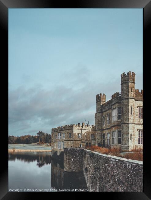 The Castle Keep & Moat On An English Tudor Castle In Kent Framed Print by Peter Greenway