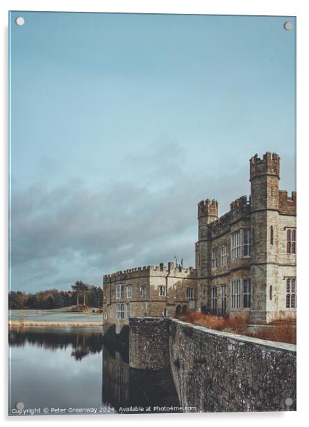 The Castle Keep & Moat On An English Tudor Castle In Kent Acrylic by Peter Greenway