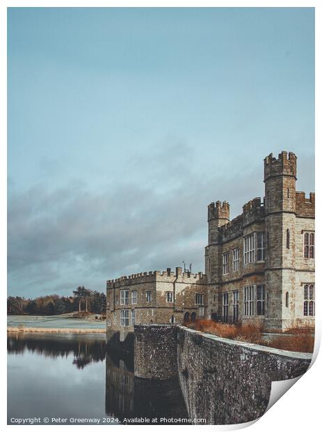 The Castle Keep & Moat On An English Tudor Castle In Kent Print by Peter Greenway